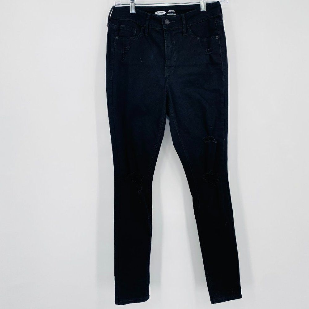 Old Navy Size 4 Black Distressed Rockstar Super Skinny High Rise Jeans
